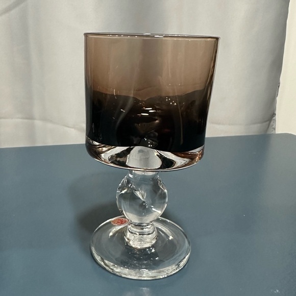 4 Vintage Carl Erickson Smokey Pinched Glass Goblets Vintage - Picture 2 of 4